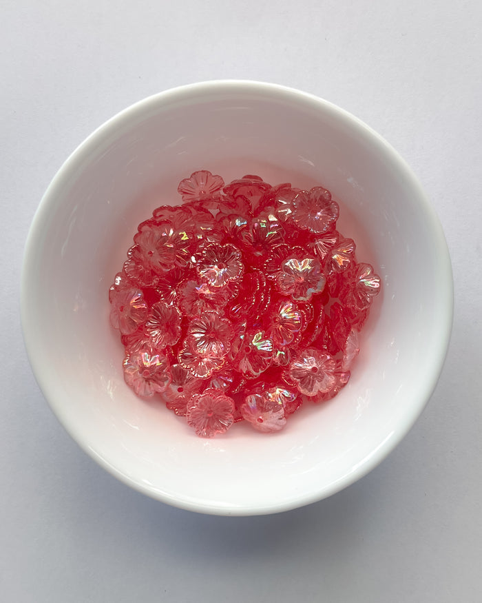 1.0 dark pink Flower beads - 25 grams