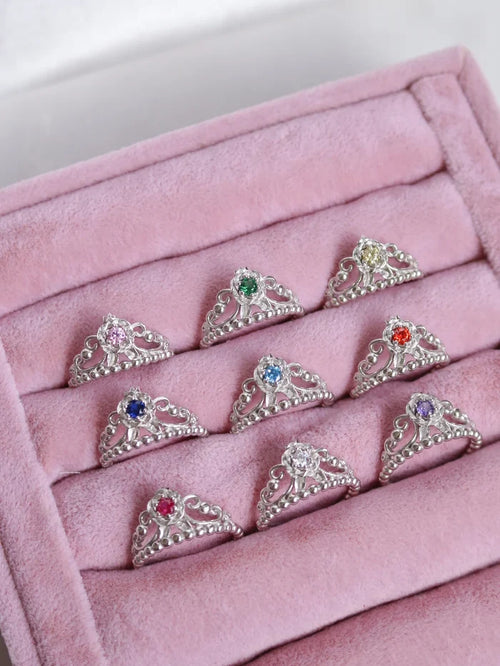 12 Princesses Birth Stone Ring, Genevieve Ring, 925 Sterling Silver
