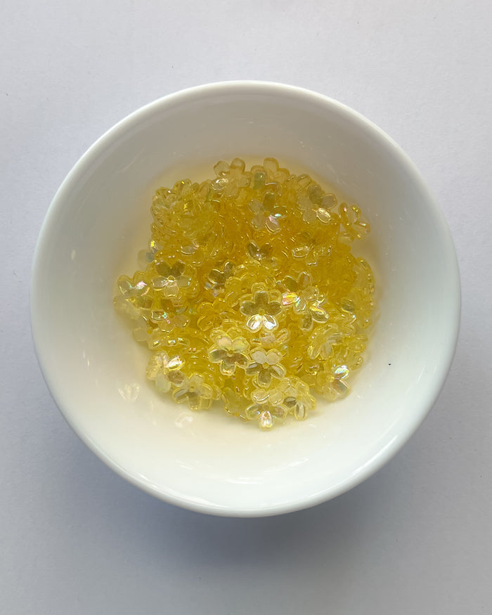 2.0 yellow mini Flower beads - 25 grams