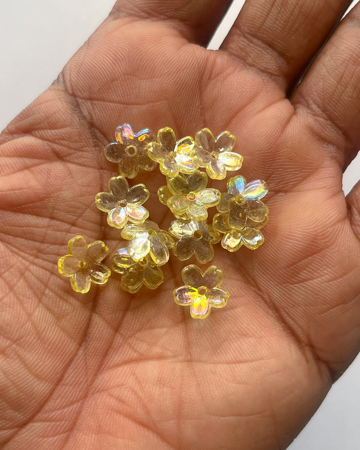 2.0 yellow mini Flower beads - 25 grams