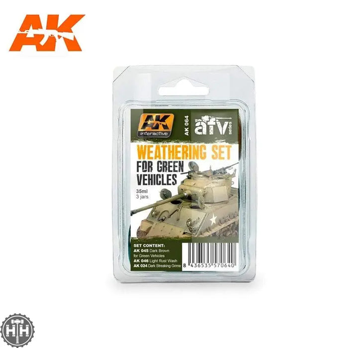 Ak-064 Green Vehicles Weathering Set AK Paint Sets AK Interactive