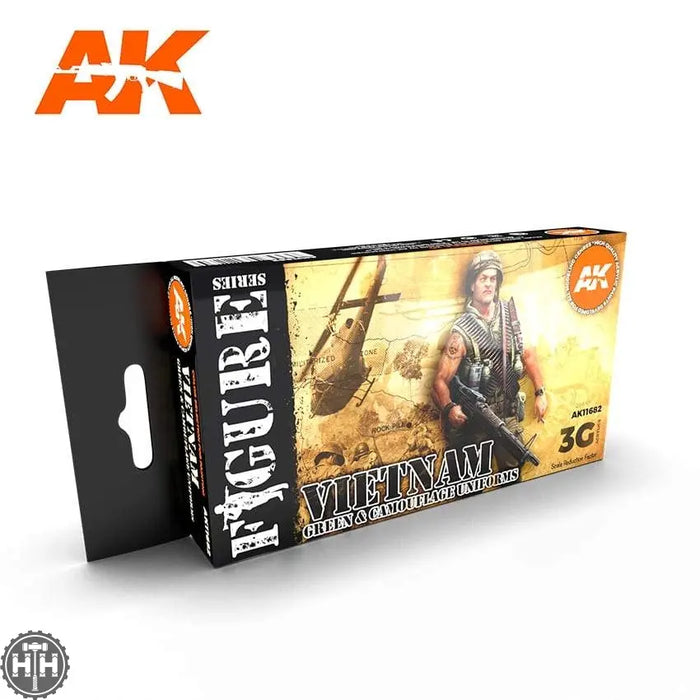 AK11682 VIETNAM GREEN AND CAMOUFLAGE COLORS 3G Acrylics 3rd Generation Sets AK Interactive
