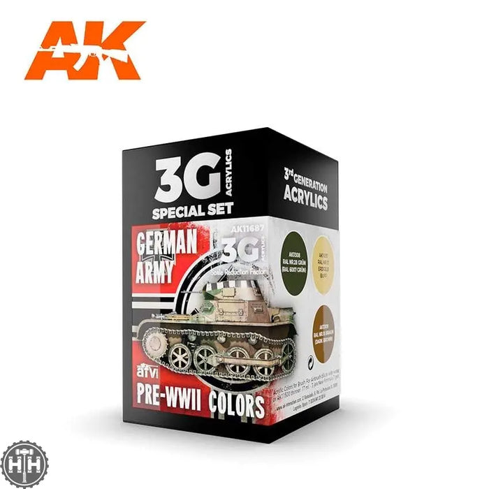 AK11687 GERMAN ARMY PRE-WWII COLORS Acrylics 3rd Generation Sets AK Interactive