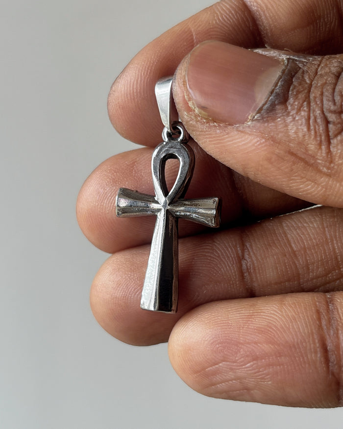 Ankh cross silver charm