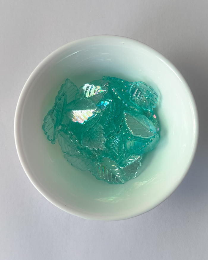 Big blue leaf beads - 25 grams