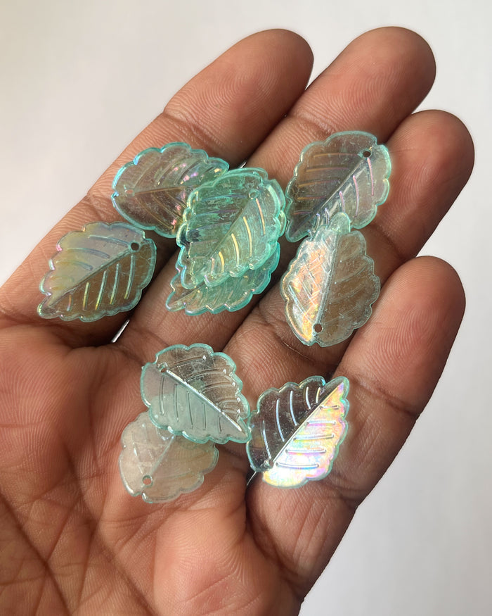 Big blue leaf beads - 25 grams
