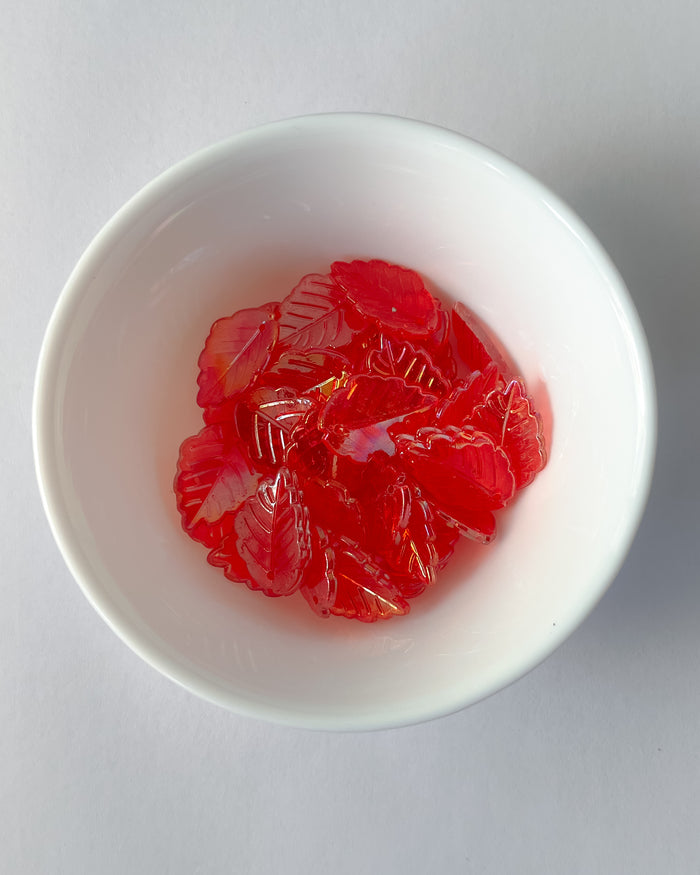 Big red leaf beads - 25 grams