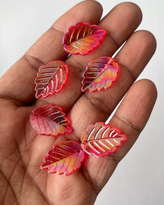 Big red leaf beads - 25 grams