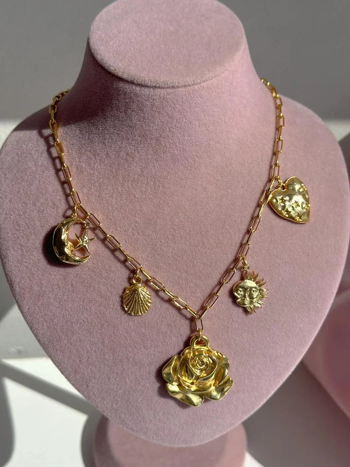 Big Rose Charm Necklace