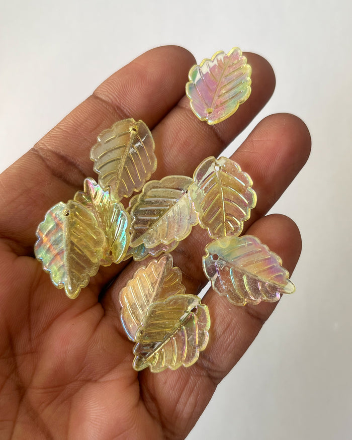 Big yellow leaf beads - 25 grams