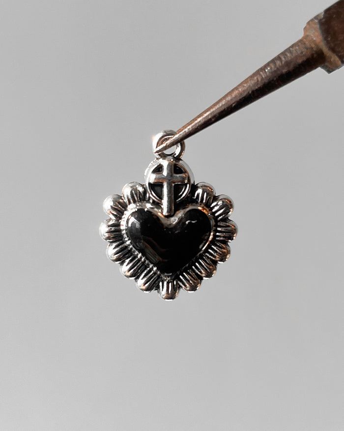 Black chrome heart charm