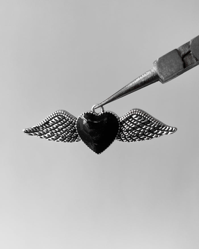 Black Heart wing charm