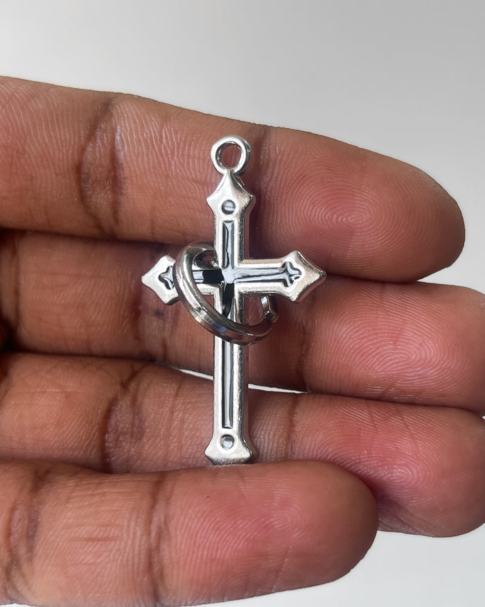 Black ring cross pendant
