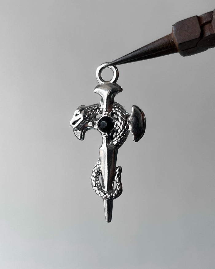 Black snake cross pendant