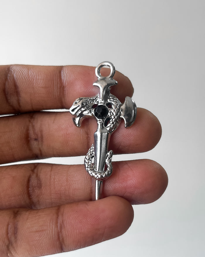 Black snake cross pendant