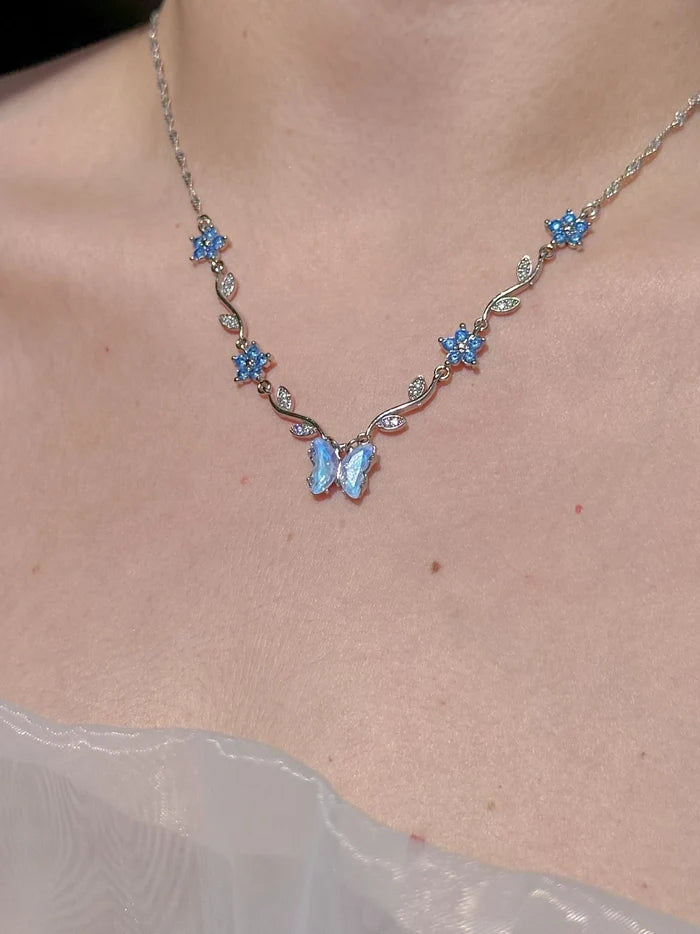Blue Butterfly Garden Necklace