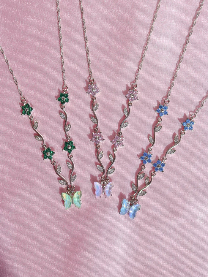 Blue Butterfly Garden Necklace