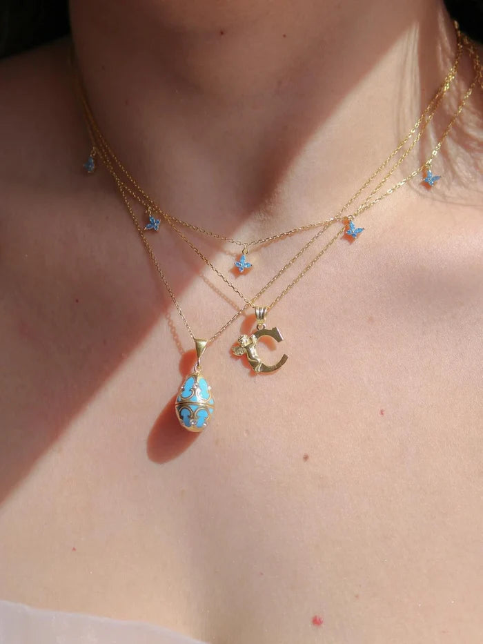 Blue Chick Easter Necklace 925 Sterling Silver