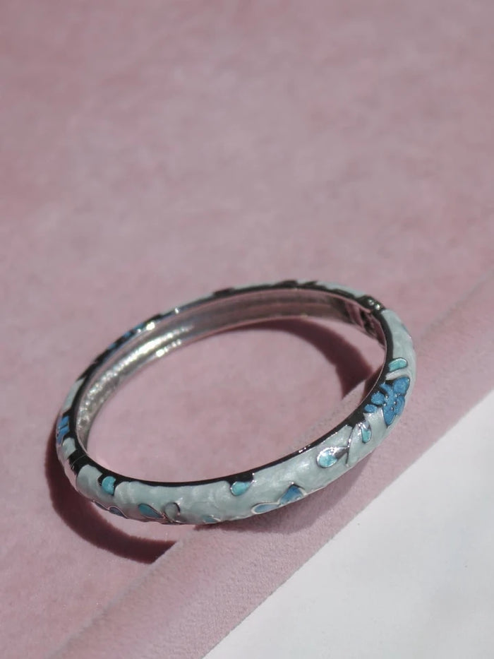 Blue Flower Enamel Cuff Bracelet