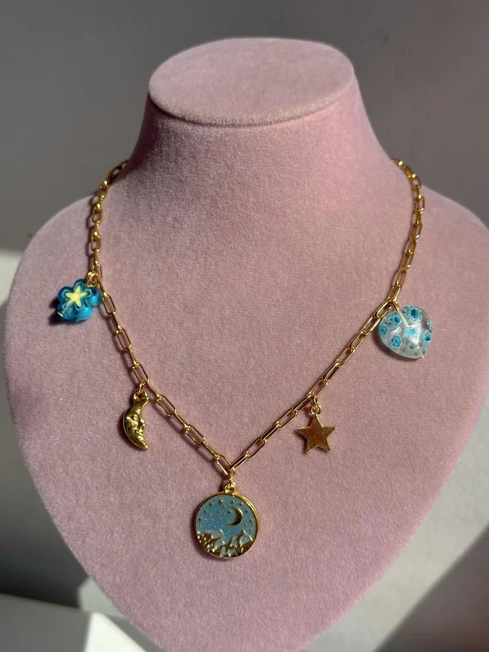 Blue Night Charm Necklace