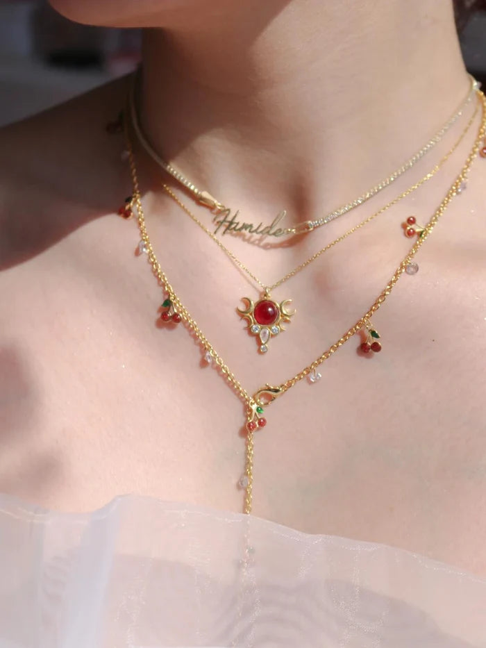 Cherry Lariat Y Necklace