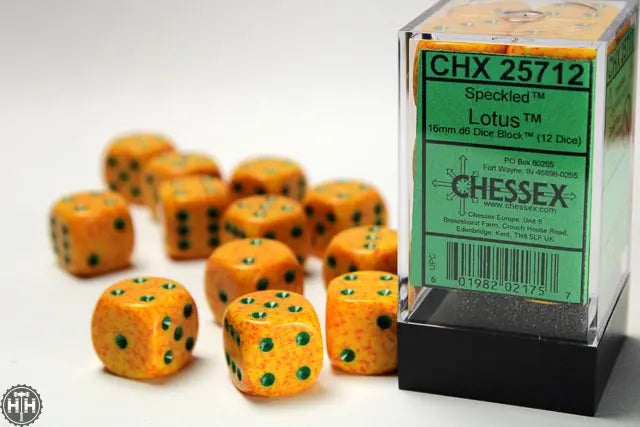 Speckled 16mm d6 Lotus Dice Block (12 dice) 16mm Dice Chessex