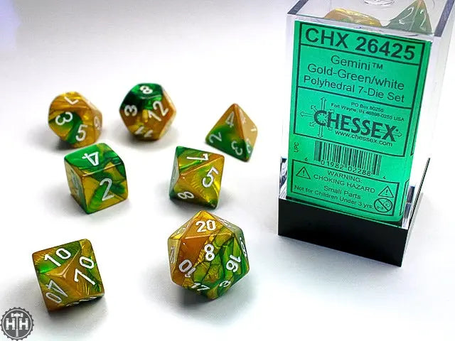 Gemini Polyhedral Gold-Green/white 7-Die Set 7-Die Set Chessex