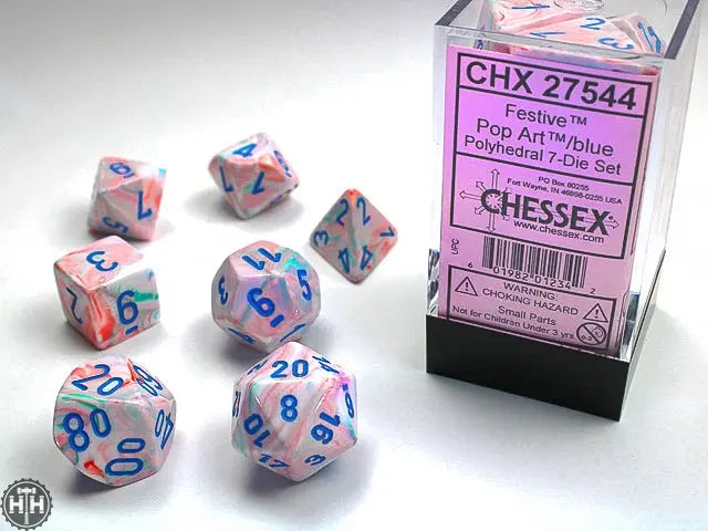 Chessex Festive Polyhedral Pop Art/blue 7-Die Set Festive Chessex