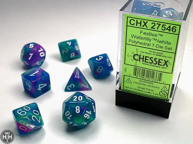 Chessex Festive Polyhedral Waterlily/white 7-Die Set Festive Chessex