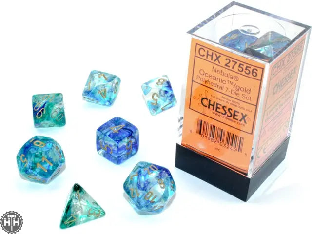 Chessex Nebula Polyhedral Oceanic/gold 7-Die Set Nebula Chessex