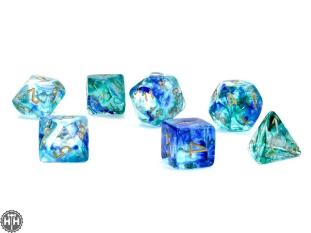 Chessex Nebula Polyhedral Oceanic/gold 7-Die Set Nebula Chessex