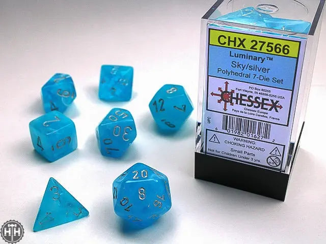Chessex Luminary Polyhedral Sky/silver 7-Die Set Luminary Chessex