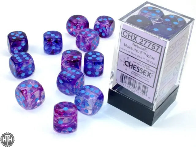 Chessex Nebula 16mm d6 Nocturnal/blue Dice Block (12 dice) Nebula Chessex
