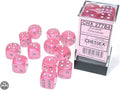 Chessex Borealis 16mm d6 Pink/silver Luminary Dice Block (12 dice) Borealis Chessex
