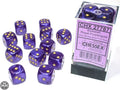 Chessex Borealis 16mm d6 Royal Purple/gold Luminary Dice Block (12 dice) Borealis Chessex