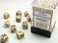 Marble 12mm d6 Ivory/black Dice Block (36 dice) 12mm Dice Chessex