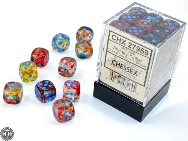 Chessex Nebula 12mm d6 Primary/turquoise Dice Block (36 dice) Nebula Chessex