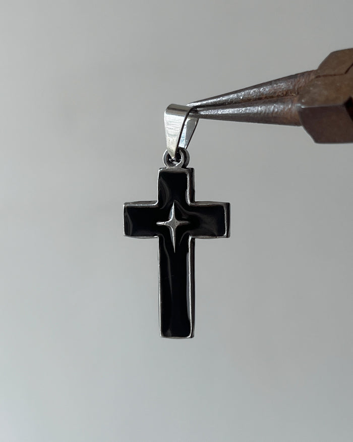 Cross bling silver charm
