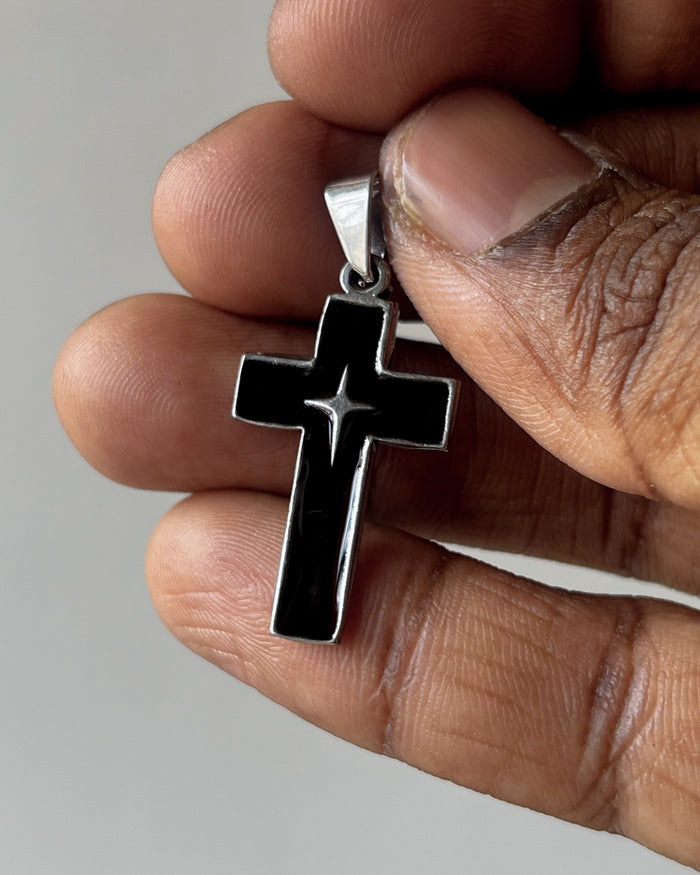Cross bling silver charm