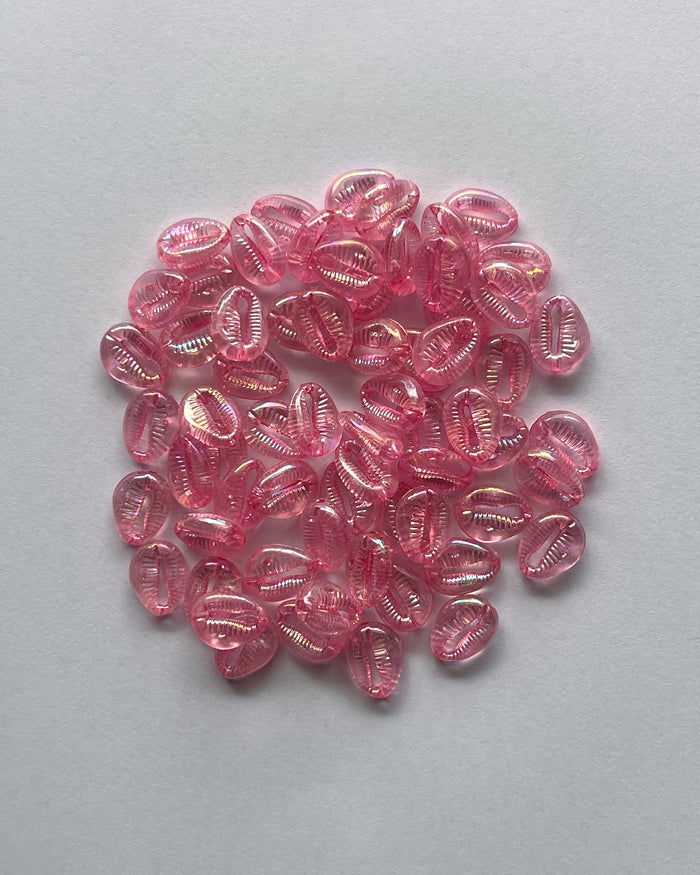 Dark pink shell beads - 25 grams