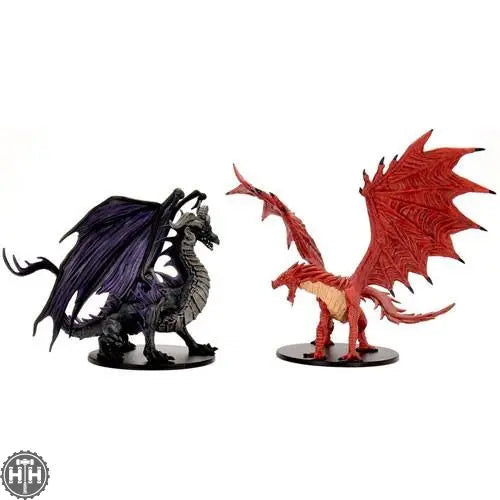 Adult Red & Black Dragons D&D RPG Miniatures WizKids