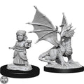 Silver Dragon Wyrmling & Female Halfling D&D RPG Miniatures Wizkids