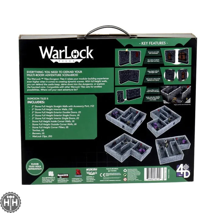 WarLock Tiles: Dungeon Tiles II - Full Height Stone Walls Expansion D&D RPG Miniatures Wizkids