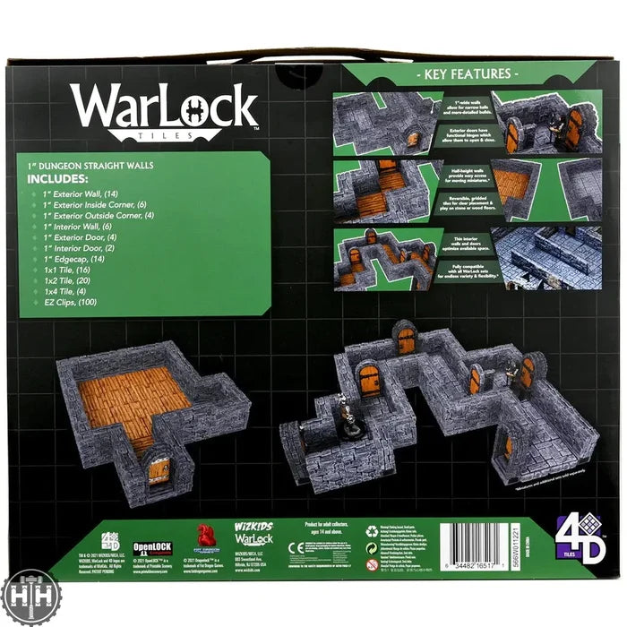 WarLock Tiles: Expansion Pack - 1 in. Dungeon Straight Walls D&D RPG Miniatures Wizkids