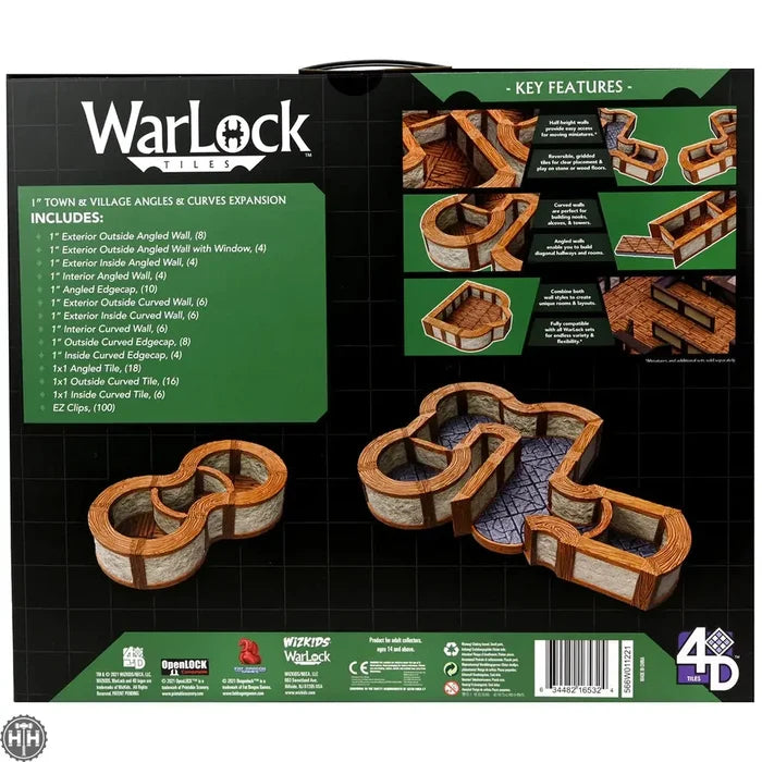 WarLock Tiles: Expansion Pack - 1 in. Town & Village Angles & Curves D&D RPG Miniatures Wizkids