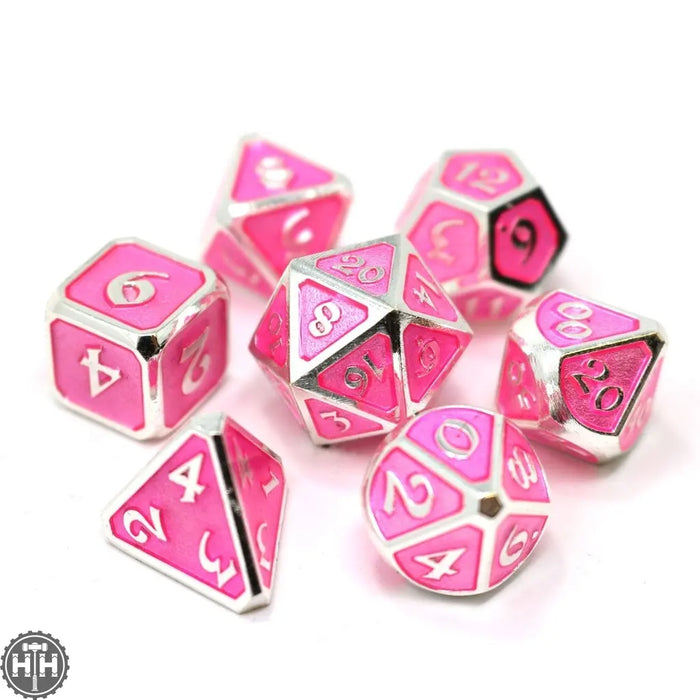 Die Hard Dice 7 Piece RPG Set - Mythica Platinum Pink Sapphire 7 Piece RPG Dice Set Die Hard Dice