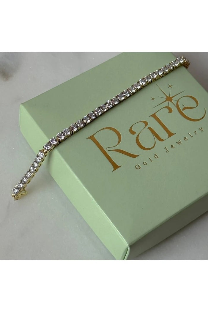 Double Link White Zircon Stone Waterway Bracelet -Gold