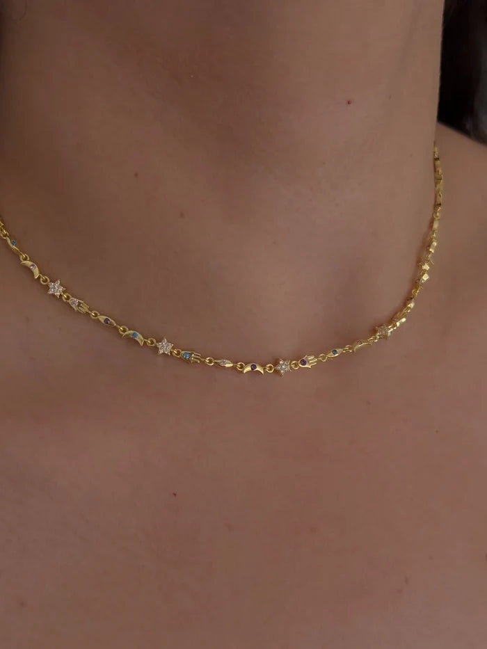 Fatima's Starry Hand 925 Silver Necklace, 925 Sterling Silver
