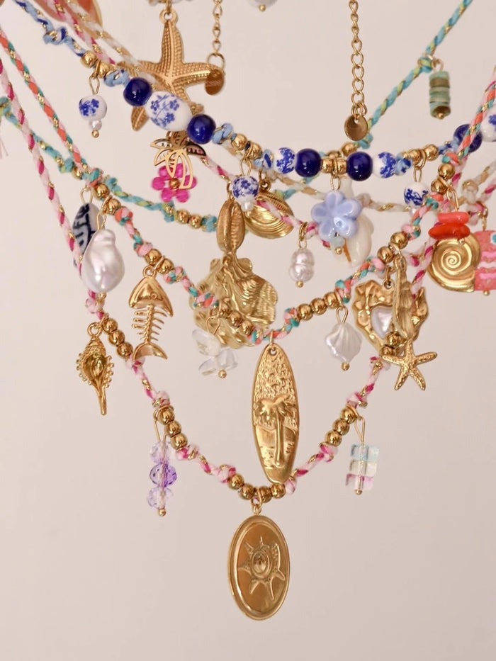 Golden Sun Macrame Steel Necklace