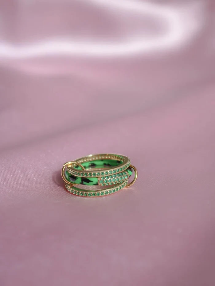Green Trinity 925 Silver Ring (Size S)